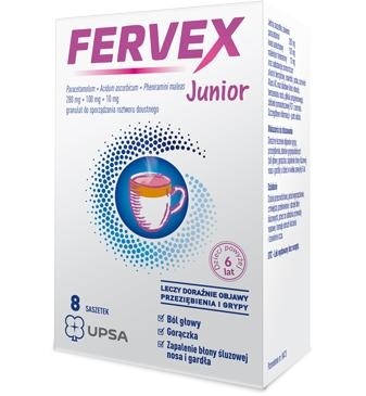 Fervex Junior 8 saszetek na przeziębienie dla dzieci
