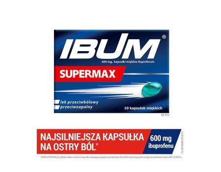 IBUM SUPERMAX 600mg 10 kapsułek z ibuprofenem