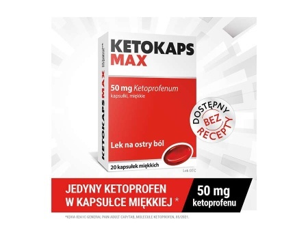 KETOKAPS MAX 50mg 20 kapsułek z ketoprofenem