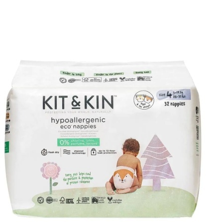 KIT&KIN biodegradowalne pieluszki jednorazowe ROZMIAR 4 9-14kg 32szt