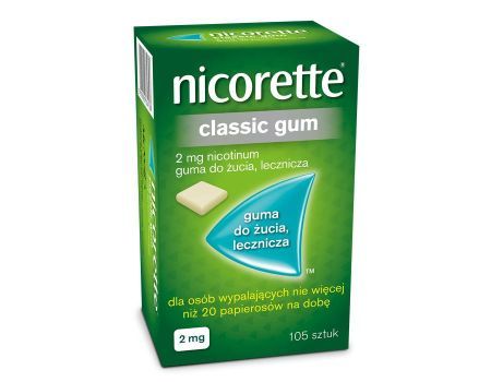 NICORETTE Classic Gum 2 mg guma do żucia lecznicza 105 sztuk