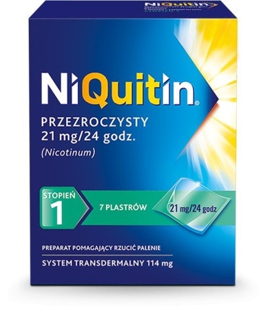 Niquitin 21mg/24h STOPIEŃ 1 7 plastrów przezroczystych