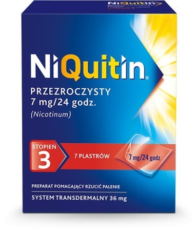 Niquitin 7mg/24h STOPIEŃ 3 7 plastrów przezroczystych