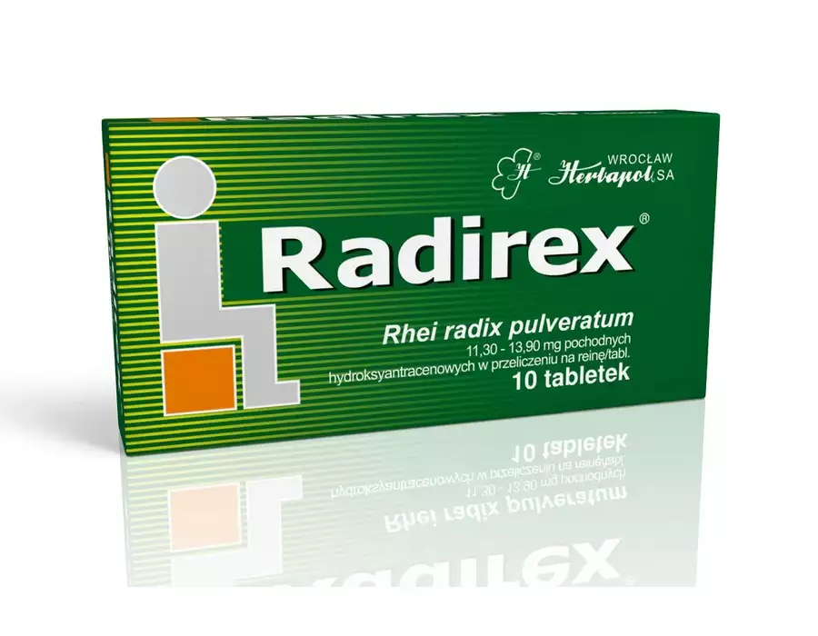 Radirex 10 tabletek z rzewieniem na zaparcia