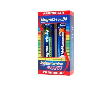 ZDROVIT Magnez + witamina B6 24tbl musujące + ZDROVIT Multiwitamina 20tbl musujących