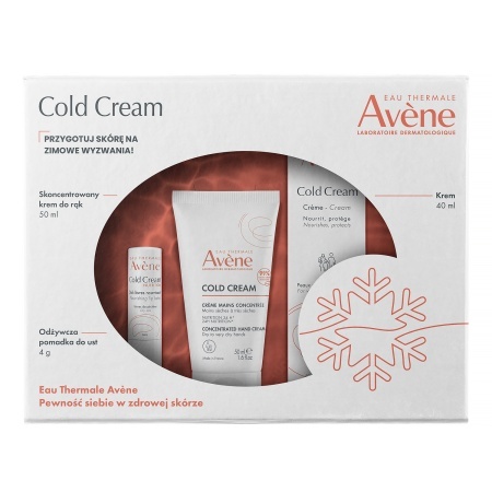 Zestaw Avene Cold Cream skoncentrowany krem do rąk 50 ml, krem do twarzy 40 ml i pomadka do ust 4g